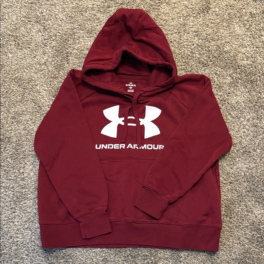 EUC Women’s Under Armour Hoodie, Maroon/White, Size 1X, Loose